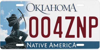 OK license plate 004ZNP