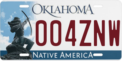 OK license plate 004ZNW
