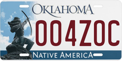 OK license plate 004ZOC