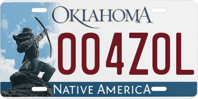 OK license plate 004ZOL