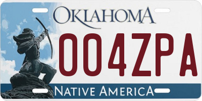 OK license plate 004ZPA