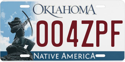 OK license plate 004ZPF