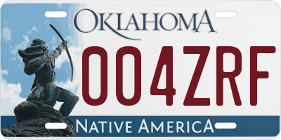 OK license plate 004ZRF