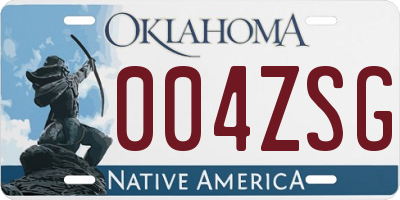 OK license plate 004ZSG