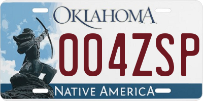 OK license plate 004ZSP