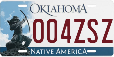OK license plate 004ZSZ