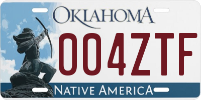 OK license plate 004ZTF