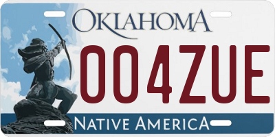 OK license plate 004ZUE