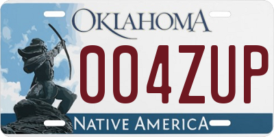 OK license plate 004ZUP