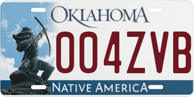 OK license plate 004ZVB
