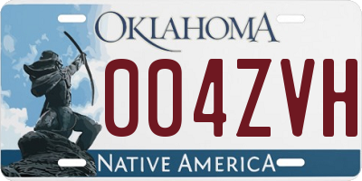OK license plate 004ZVH
