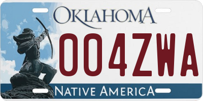 OK license plate 004ZWA