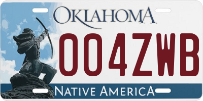 OK license plate 004ZWB