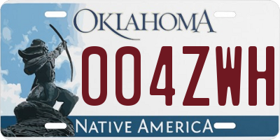 OK license plate 004ZWH