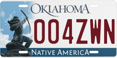 OK license plate 004ZWN