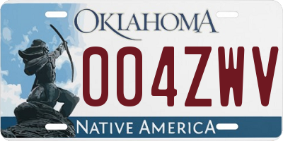 OK license plate 004ZWV