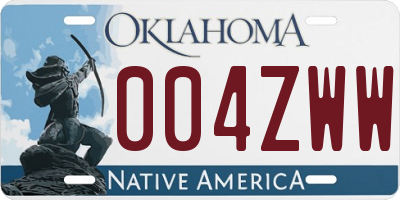 OK license plate 004ZWW