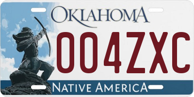 OK license plate 004ZXC
