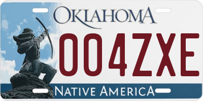 OK license plate 004ZXE