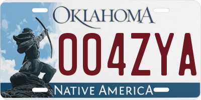 OK license plate 004ZYA