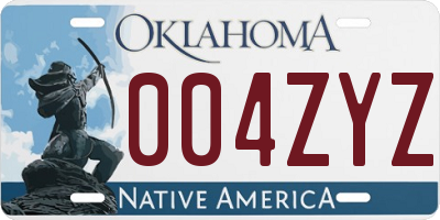 OK license plate 004ZYZ
