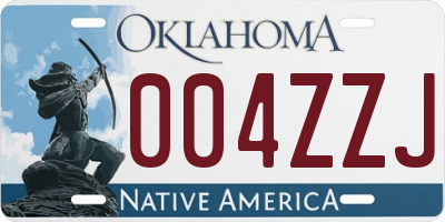 OK license plate 004ZZJ