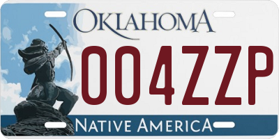 OK license plate 004ZZP