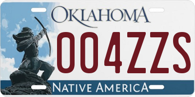 OK license plate 004ZZS