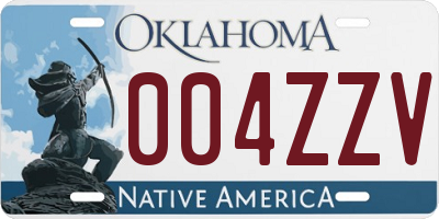 OK license plate 004ZZV