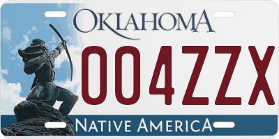 OK license plate 004ZZX