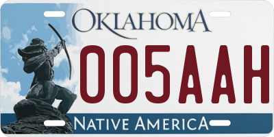 OK license plate 005AAH