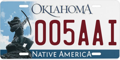 OK license plate 005AAI