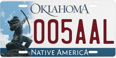 OK license plate 005AAL