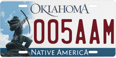 OK license plate 005AAM