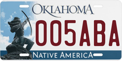 OK license plate 005ABA