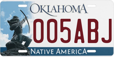 OK license plate 005ABJ