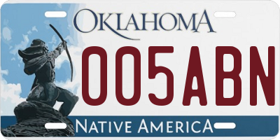 OK license plate 005ABN
