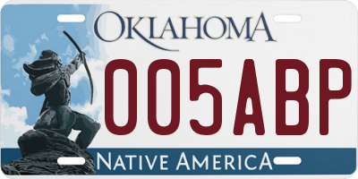 OK license plate 005ABP