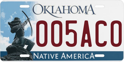 OK license plate 005ACO