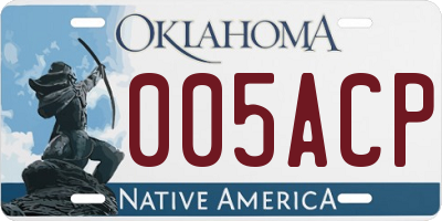 OK license plate 005ACP