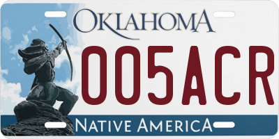 OK license plate 005ACR