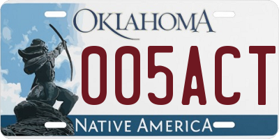 OK license plate 005ACT