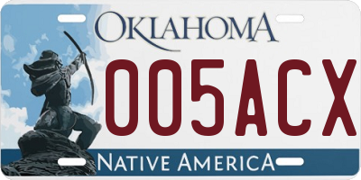 OK license plate 005ACX