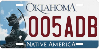 OK license plate 005ADB