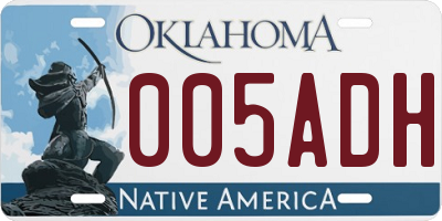 OK license plate 005ADH