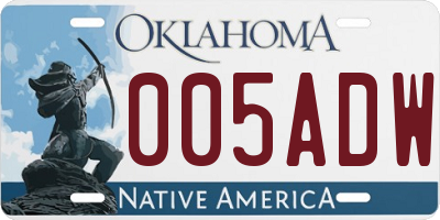 OK license plate 005ADW