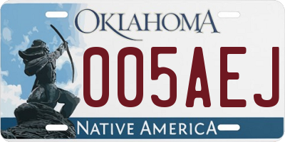 OK license plate 005AEJ