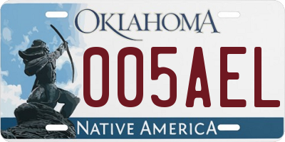 OK license plate 005AEL