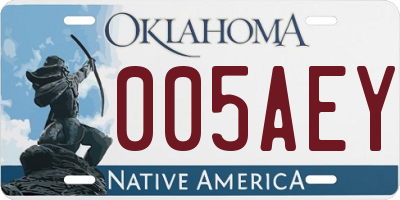 OK license plate 005AEY