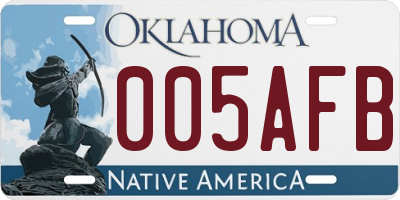 OK license plate 005AFB